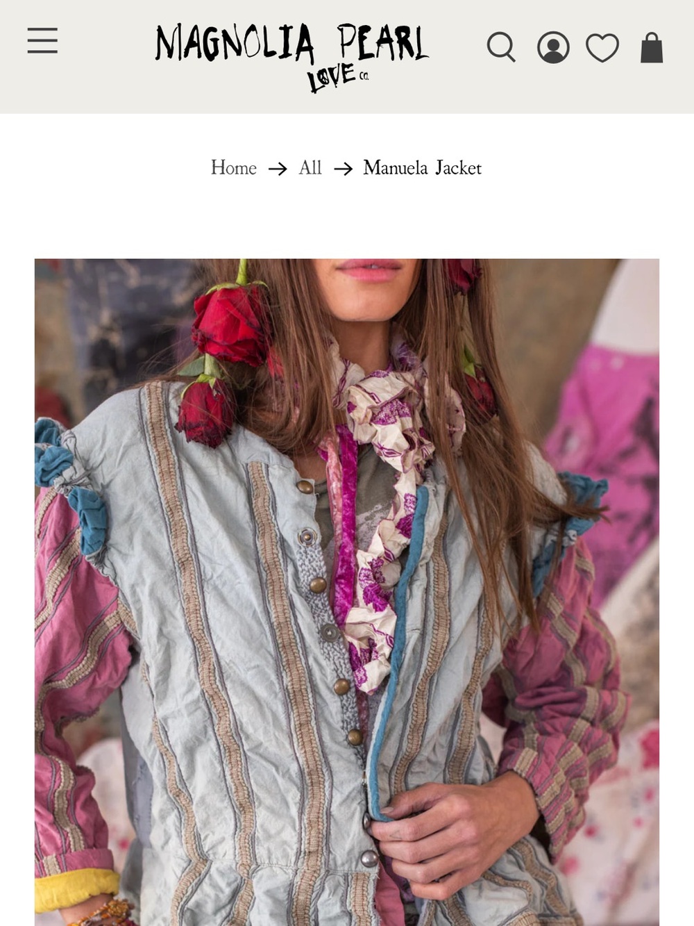 Magnolia Pearl Patchwork Jean Jacket — Blue, Pink & Cream Accents